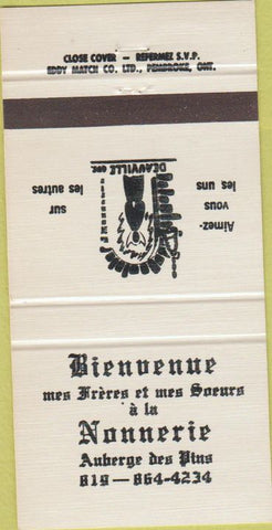 Matchbook Cover - Bienvenue Nonnerie Auberge Des Pins Deauville Canada 30 Strike