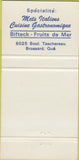 Matchbook Cover - Villa Massimo Brossard QC 30 Strike