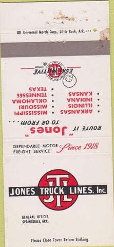 Matchbook Cover - Jones Truck Lines Springdale AR WORN 30 Strike