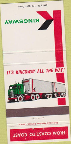 Matchbook Cover - Kingway Trucking Montreal QC 30 Strike