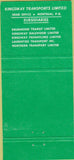 Matchbook Cover - Kingway Trucking Montreal QC 30 Strike