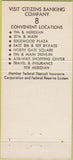 Matchbook Cover - Citizens Banking Co Anderson IN 30 Strike