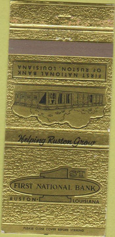Matchbook Cover - First National Bank Bruston LA 30 Strike