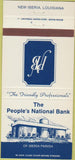 Matchbook Cover - People's National Bank New Iberia LA 30 Strike