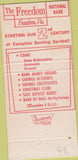 Matchbook Cover - Freedom National Bank Rochester Freedom PA 30 Strike