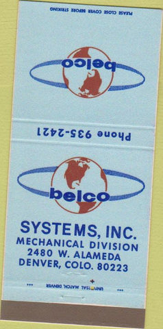 Matchbook Cover - Belco Mechanical Denver CO 30 Strike