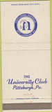 Matchbook Cover - University Club Pittsburgh PA 30 Strike