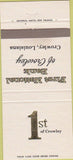 Matchbook Cover - First National Bank Crowley LA WEAR 30 Strike