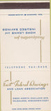Matchbook Cover - East Federal Savings Loan Milwaukee WI 30 Strike