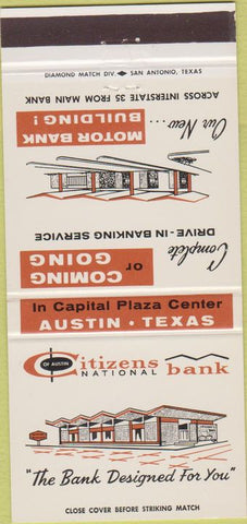 Matchbook Cover - Citizens National Bank Austin TX 30 Strike