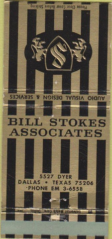 Matchbook Cover - Bill Stokes Associates Dallas TX 30 Strike