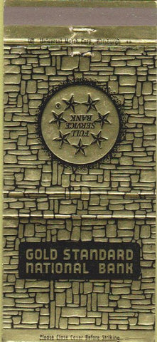 Matchbook Cover - Gold Standard National Bank Marienville PA 30 Strike