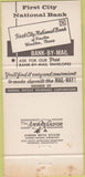 Matchbook Cover - First City National Bank Houston TX 30 Strike