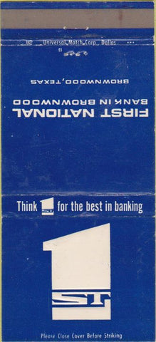 Matchbook Cover - First National Bank Brownwood TX WEAR 30 Strike