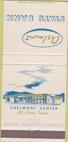 Matchbook Cover - Chelmont State Bank El Paso TX 30 Strike