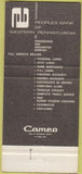 Matchbook Cover - People's Bank of Western PA 30 Strike