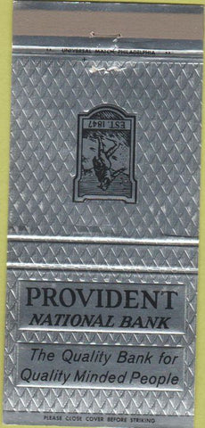 Matchbook Cover - Provident National Bank Philadelphia PA Bucks  30 Strike