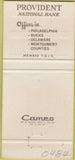 Matchbook Cover - Provident National Bank Philadelphia PA Bucks  30 Strike