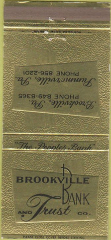 Matchbook Cover - Brookville Bank and Trust PA Summerville 30 Strike