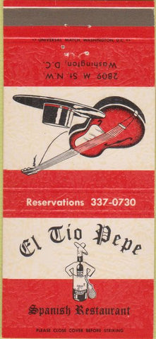 Matchbook Cover - El Tio Pepe Spanish Restaurant Washington DC 30 Strike
