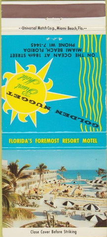 Matchbook Cover - Golden Nugget Resort Motel Miami Beach FL 30 Strike