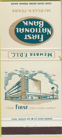 Matchbook Cover - First National Bank McAllen TX 30 Strike