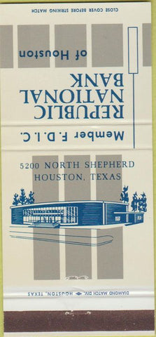 Matchbook Cover - Republic National Bank Houston TX 30 Strike