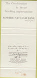 Matchbook Cover - Republic National Bank Houston TX 30 Strike