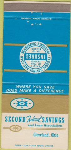 Matchbook Cover - Second Federal Savings Cleveland OH 30 Strike