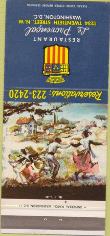 Matchbook Cover - Restaurant Le Provencal Washington DC 30 Strike