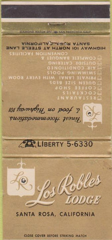 Matchbook Cover - Leos Robles Lodge Santa Rosa CA WEAR 30 Strike