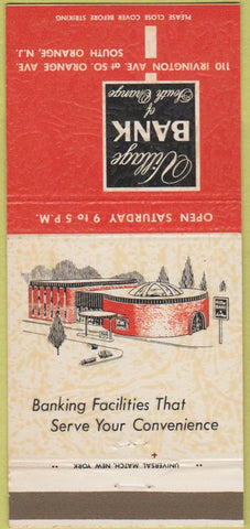 Matchbook Cover - Village Bank South Orange NJ 30 Strike