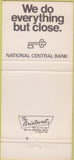 Matchbook Cover - Buttons National Central Bank 30 Strike
