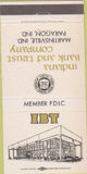 Matchbook Cover - Indiana Bank Trust Co Martinsville Paragon IN 30 Strike