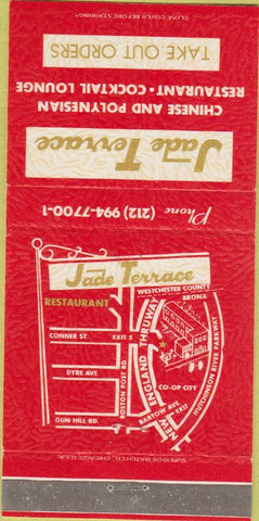 Matchbook Cover - Jade Terrace Chinese Food Bronx NY 30 Strike