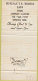Matchbook Cover - Merchants  and  farmers Bank Holly Springs MO 30 Strike