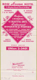 Matchbook Cover - Rose Heaven Motel El Dorado AR 30 Strike