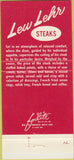 Matchbook Cover - Lew Lehr Steaks San Francisco CA 30 Strike