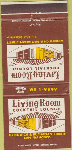 Matchbook Cover - Living Room Cocktail Lounge San Francisco CA WEAR 30 Strike