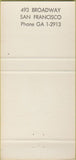 Matchbook Cover - Swiss Louis Restaurant Cappuccino San Francisco CA 30 Strike