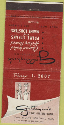 Matchbook Cover - Gallagher's Steaks Miami FL 30 Strike