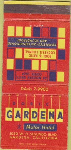 Matchbook Cover - Doric Gardena Motor Hotel CA 30 Strike