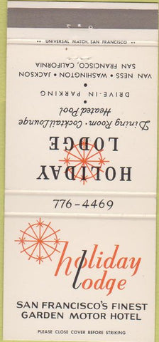 Matchbook Cover - Holiday Lodge San Francisco CA 30 Strike