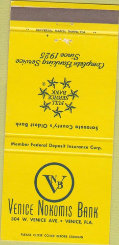 Matchbook Cover - Venice Nokomis Bank Venice FL 30 Strike