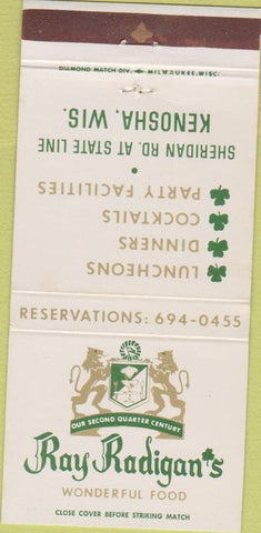 Matchbook Cover - Ray Radigan's Kenosha WI 30 Strike