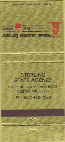 Matchbook Cover - Sterling State Agency Austin MN 30 Strike