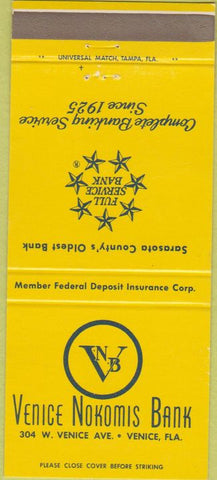 Matchbook Cover - Venice Nokomis Bank Venice FL 30 Strike