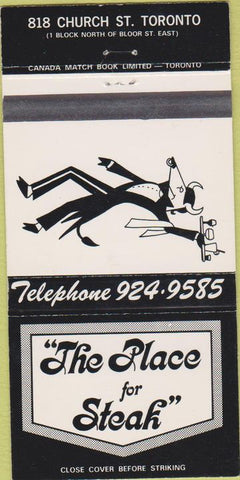 Matchbook Cover - The Place for Steak Toronto ON 30 Strike