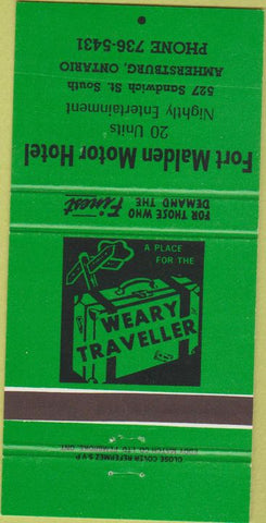 Matchbook Cover - Fort Malden Motor Hotel Amherstburgh ON 30 Strike
