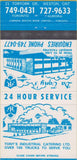 Matchbook Cover - Tony's Weston ON restaurant 30 Strike
